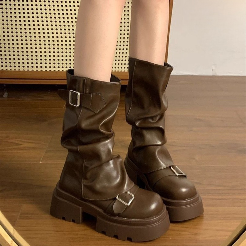 Belt Buckle Blank - Botas de motociclista para mujer, estilo