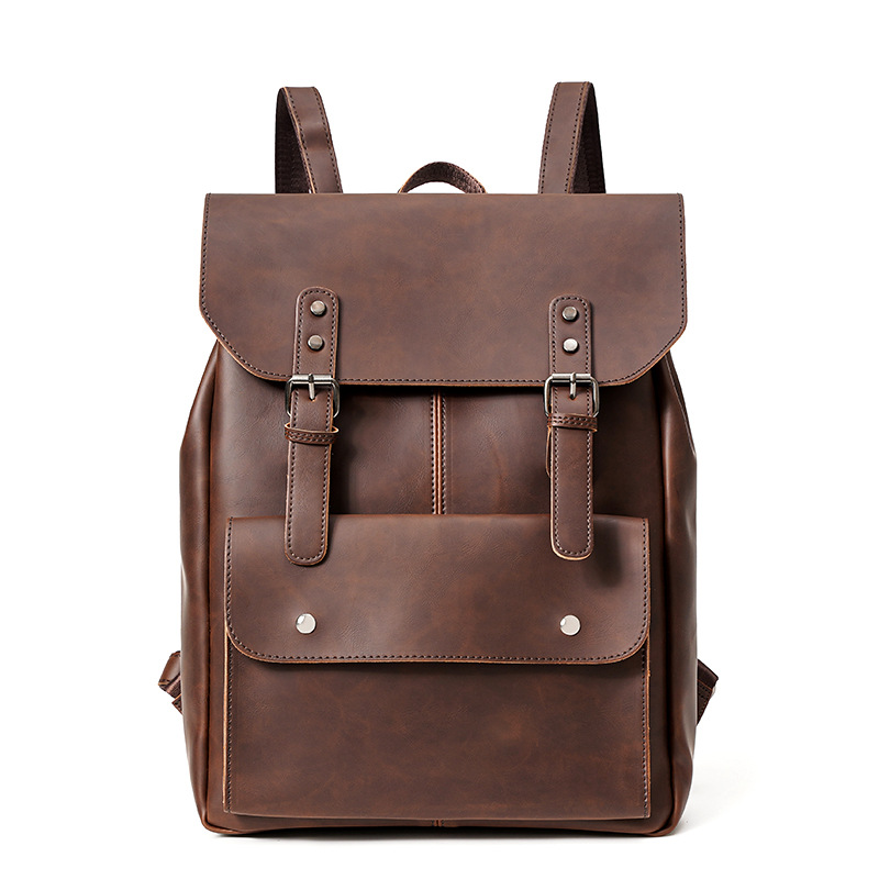 Leather Work Rucksack Mens - Mochila GOYN Vintage de cuero para