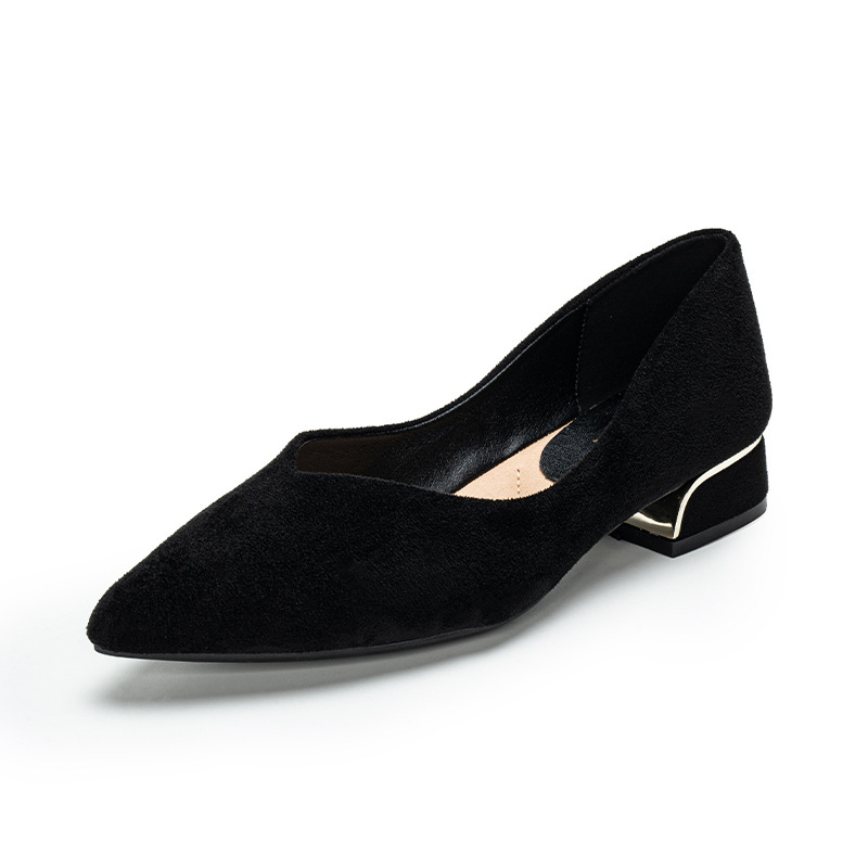 Leather Work - Zapatos de tacón bajo de gamuza