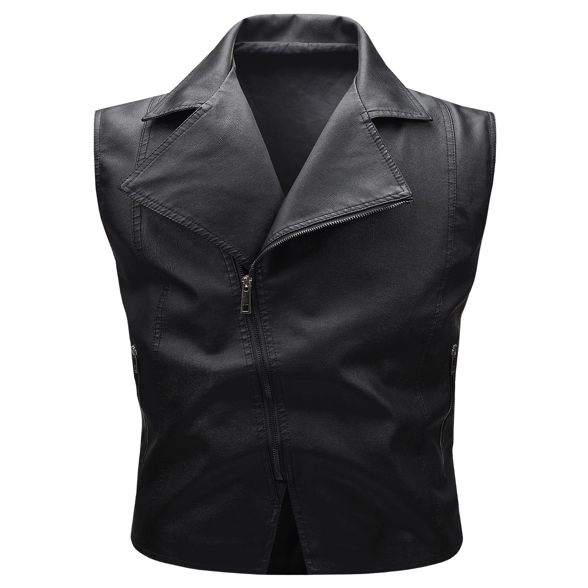 Leather Work Vest - Chaqueta de moto con relleno ligero