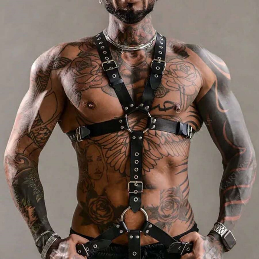 Leather Work Vest - Chaleco de cuero Sexy para hombre,