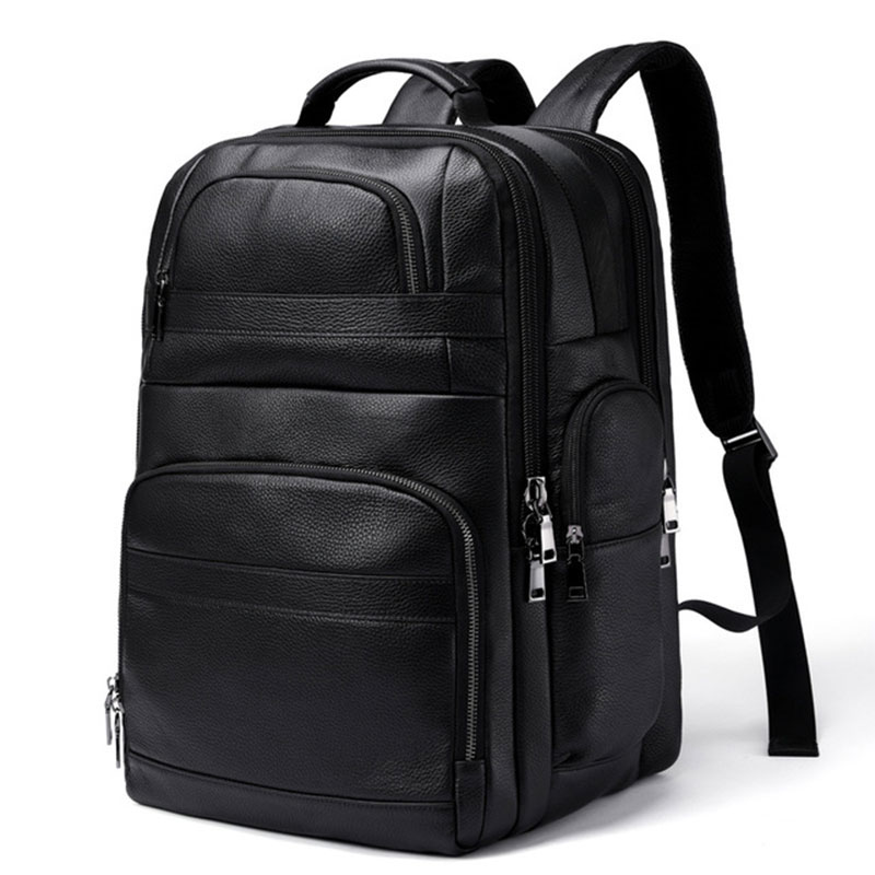 Leather Work Rucksack Mens - Luufan-mochila de piel auténtica con USB