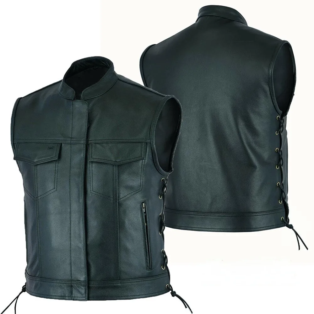 Leather Work Vest - Chaleco de cuero Punk moda Casual