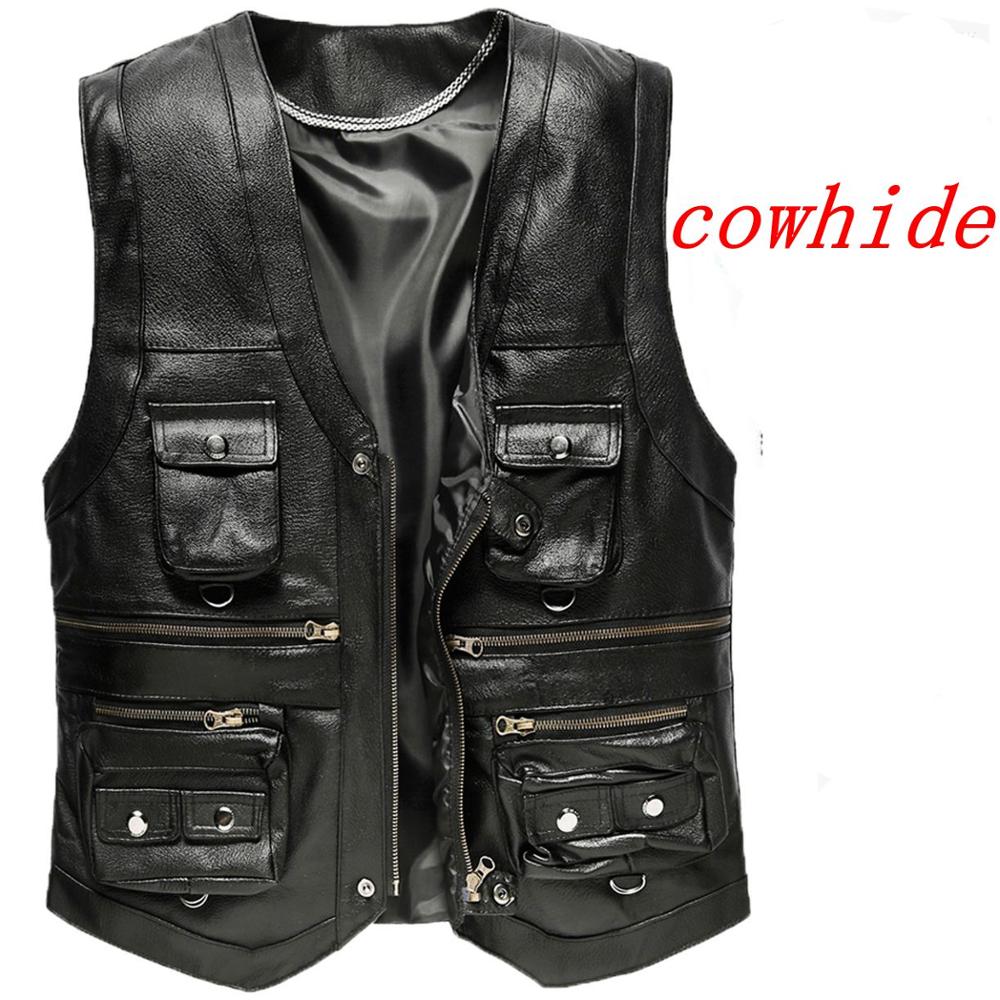Chaleco de cuero genuino de va - Leather Work Vest reseña y precio