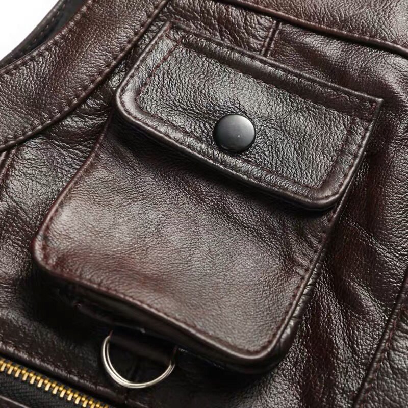 Chaleco de cuero genuino de va - Leather Work Vest reseña y precio