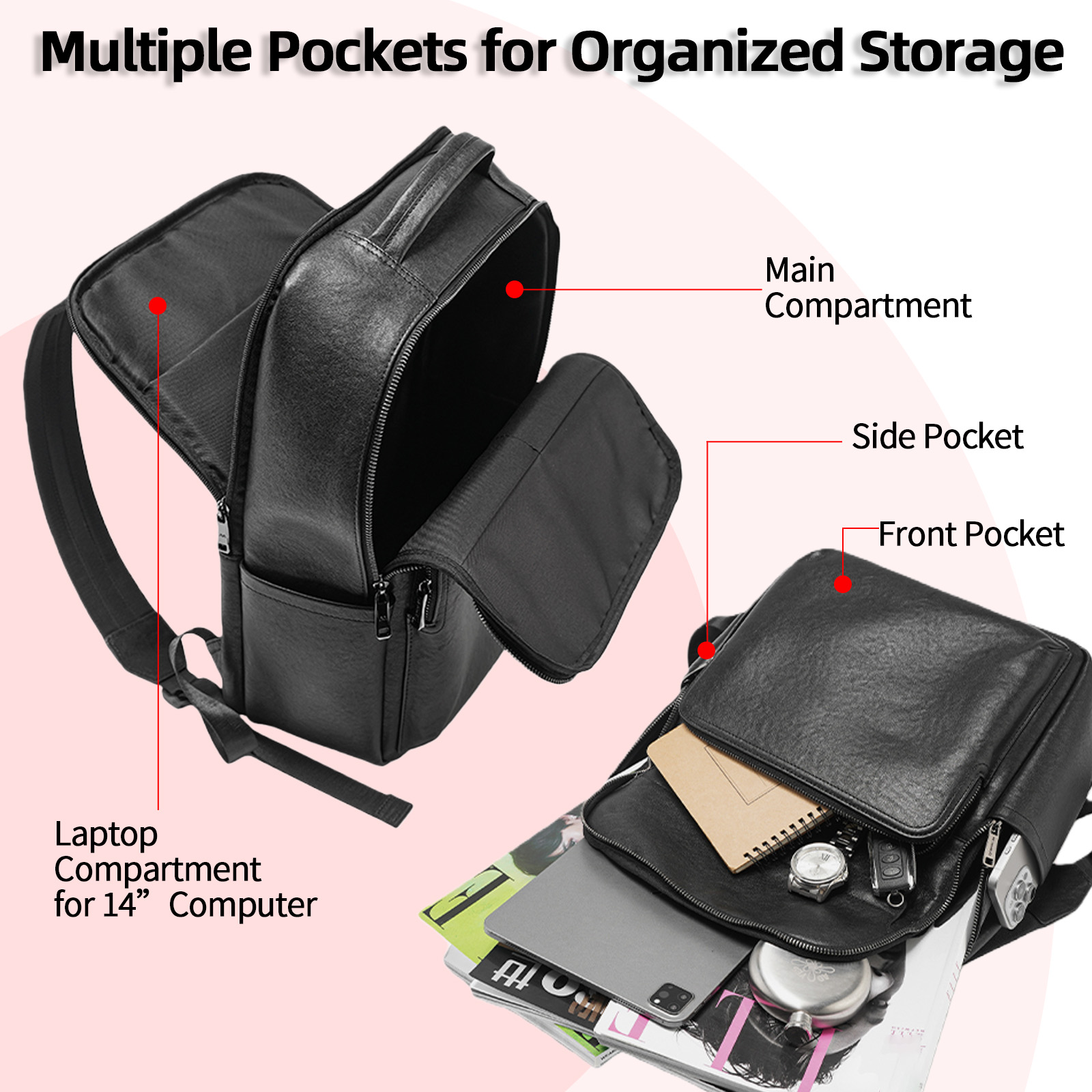 Mochila negra de cuero genuino - Leather Work Rucksack Mens reseña y precio